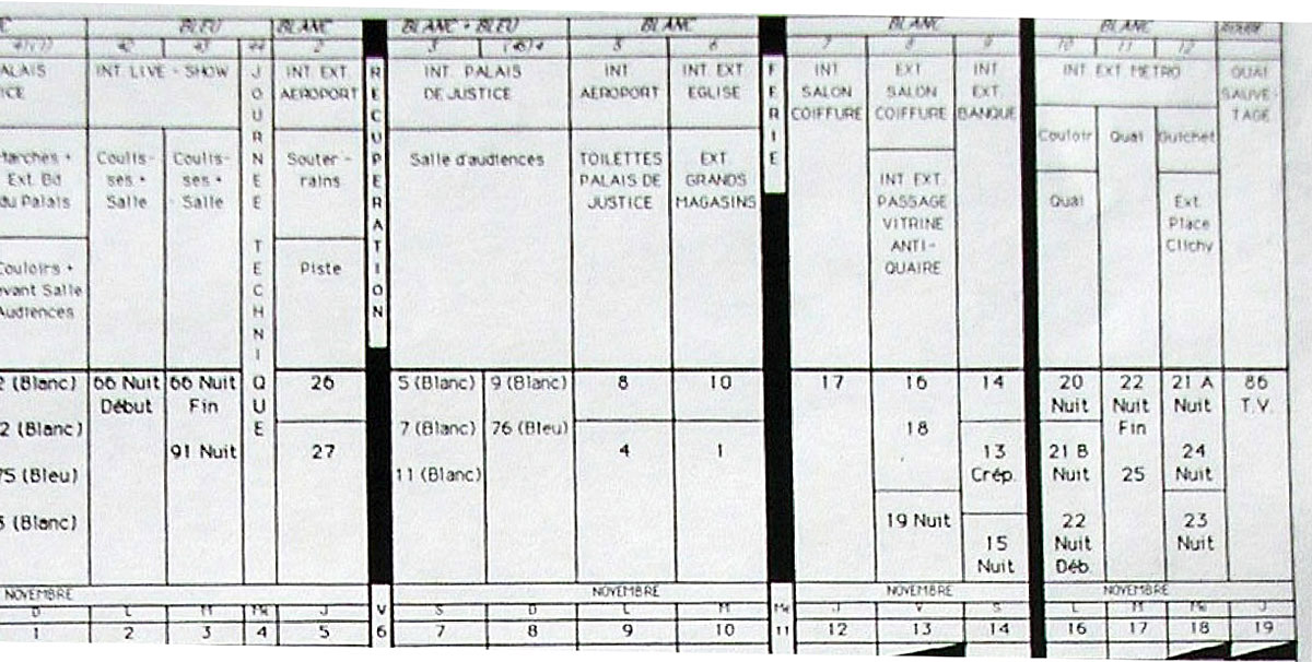plannings des films