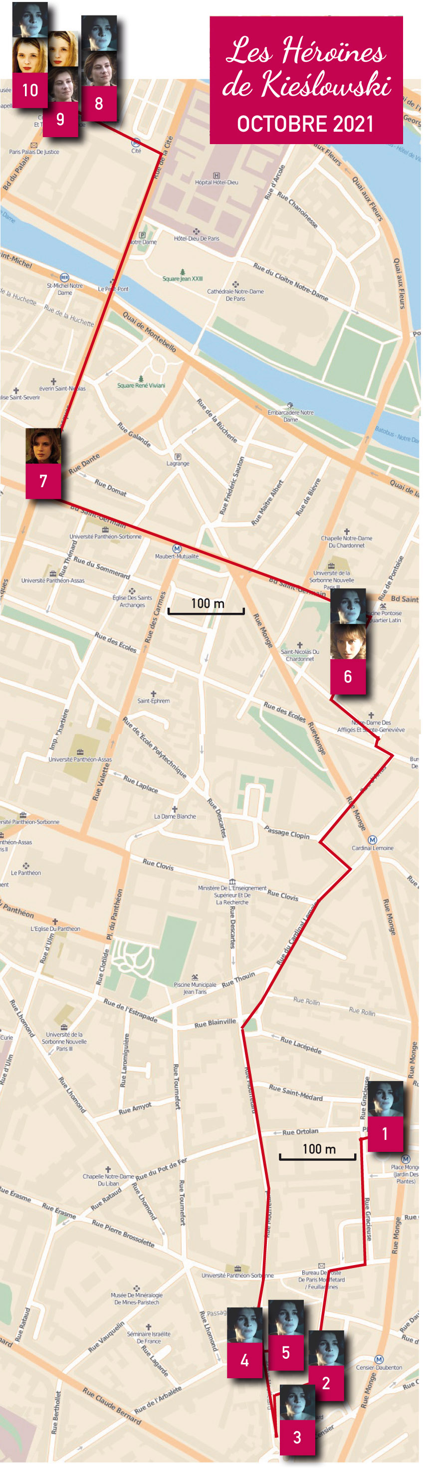 Le parcours de la balade dans le Ve